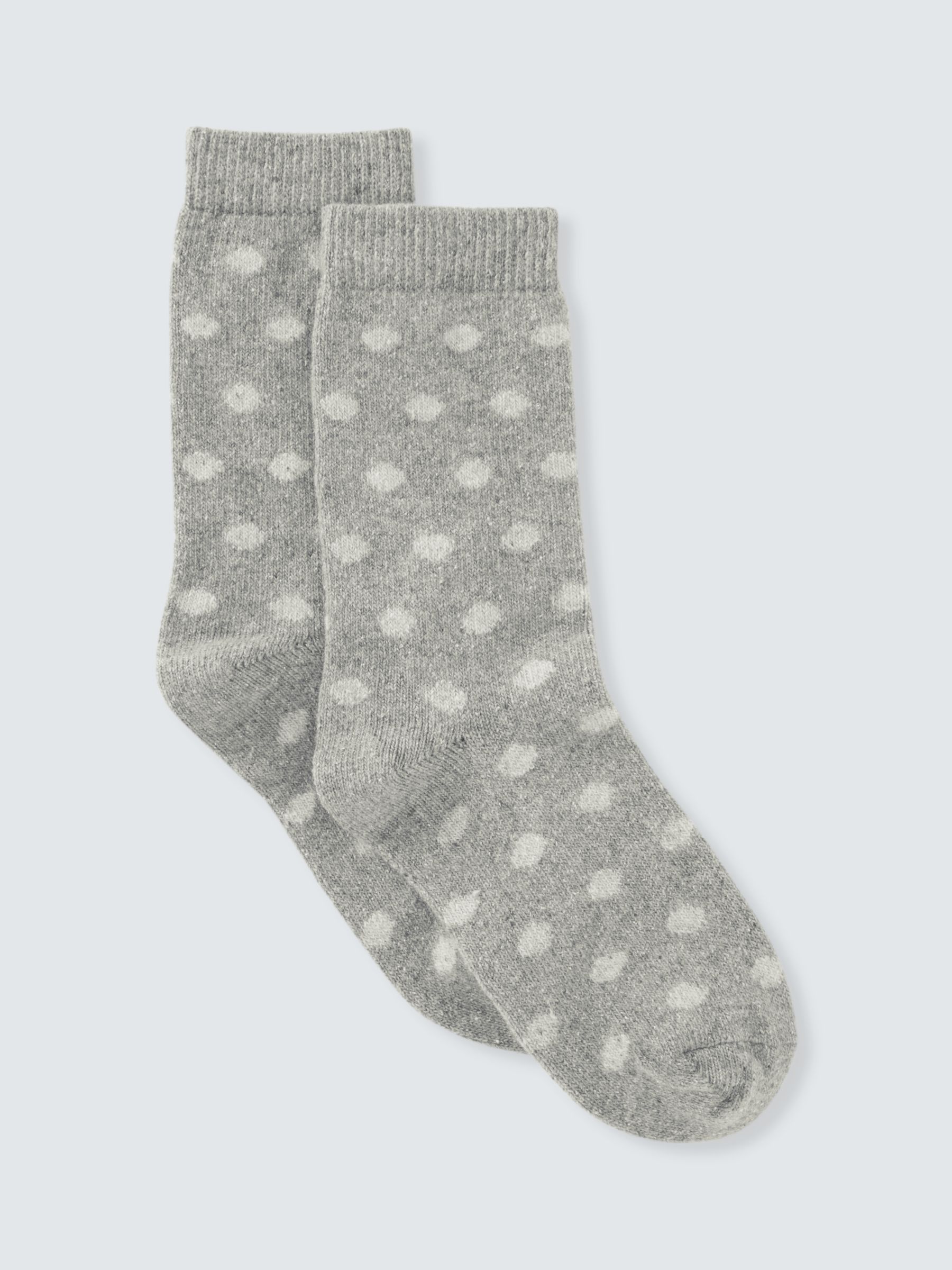 John Lewis Spot Wool Silk Blend Ankle Socks, Grey