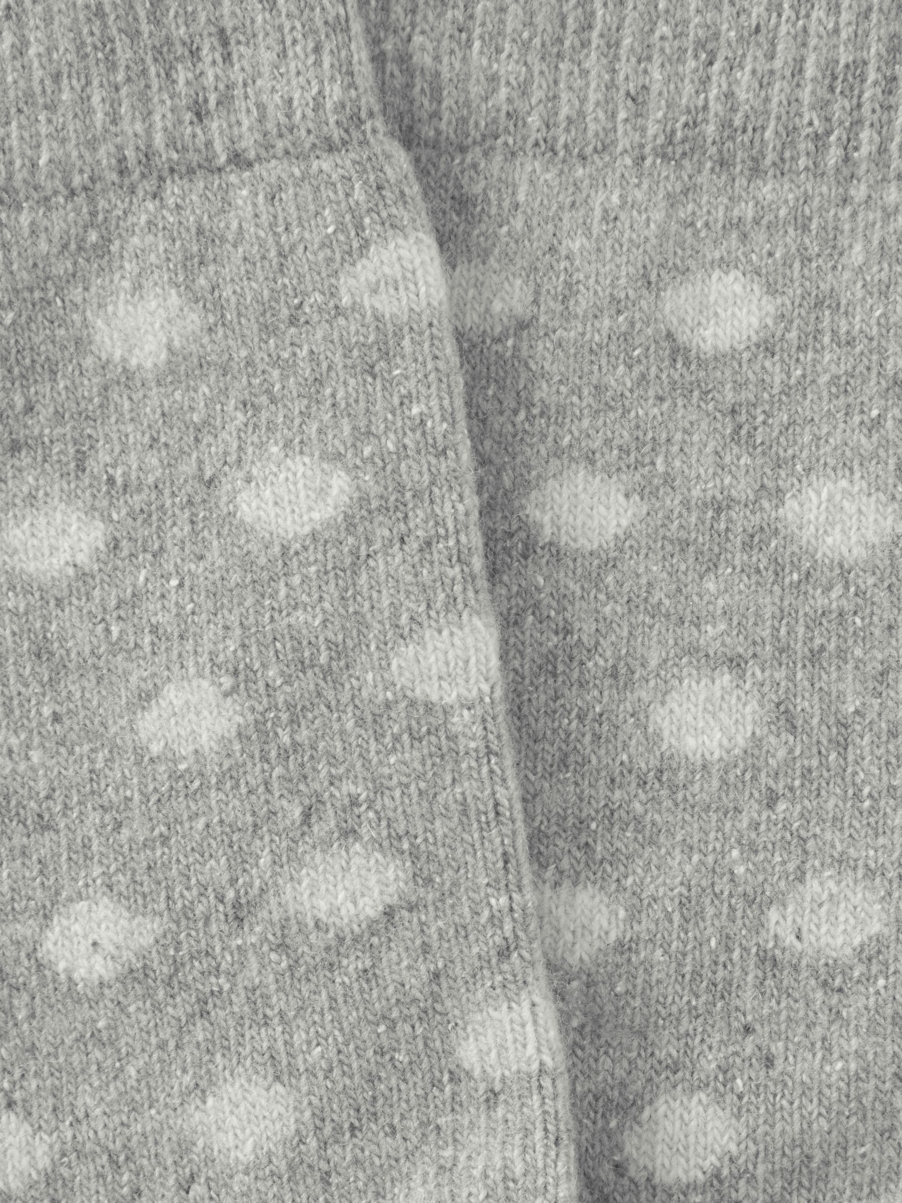 John Lewis Spot Wool Silk Blend Ankle Socks, Grey