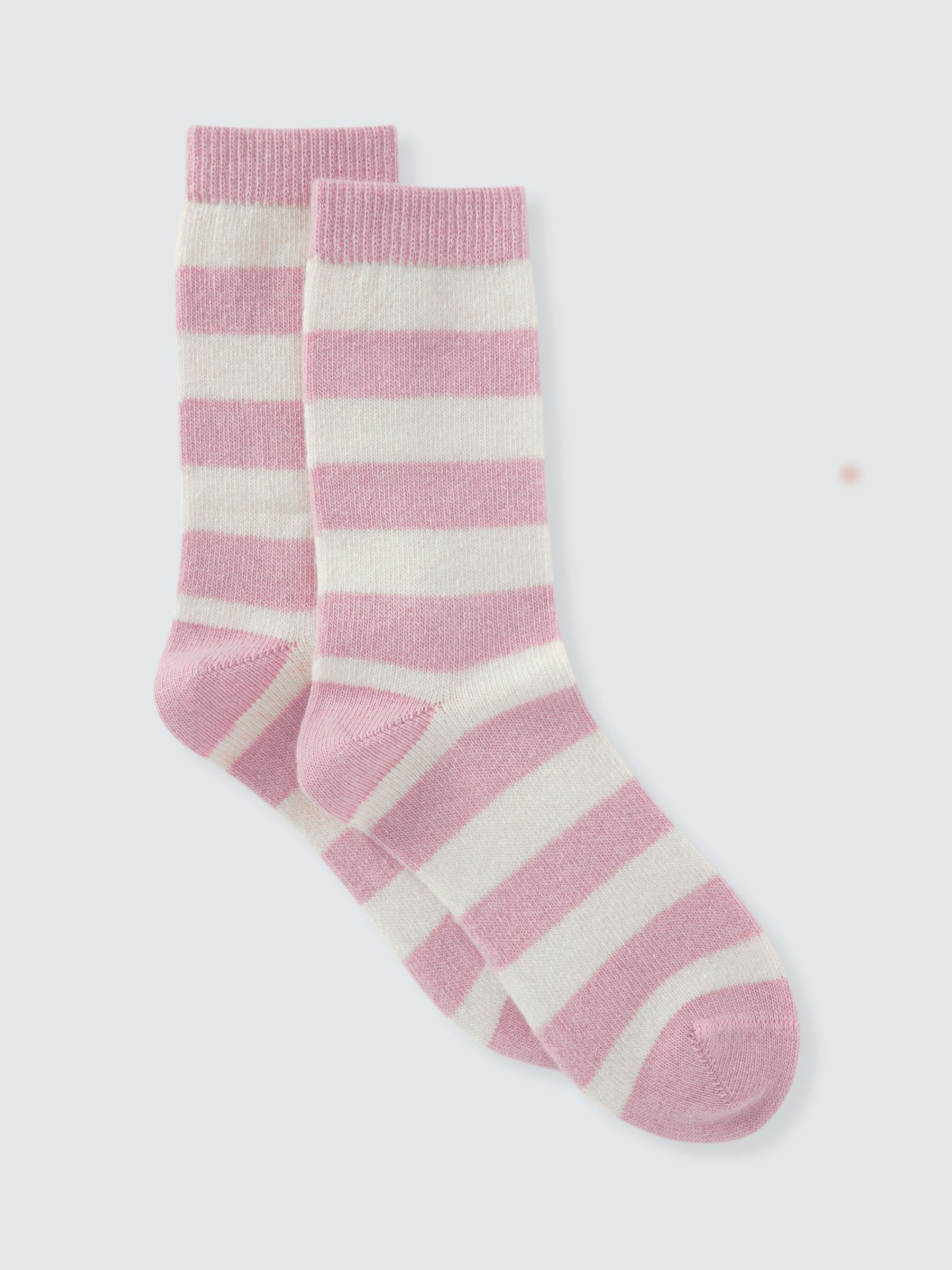 John Lewis Striped Wool & Cashmere Blend Socks, Pink/Ivory