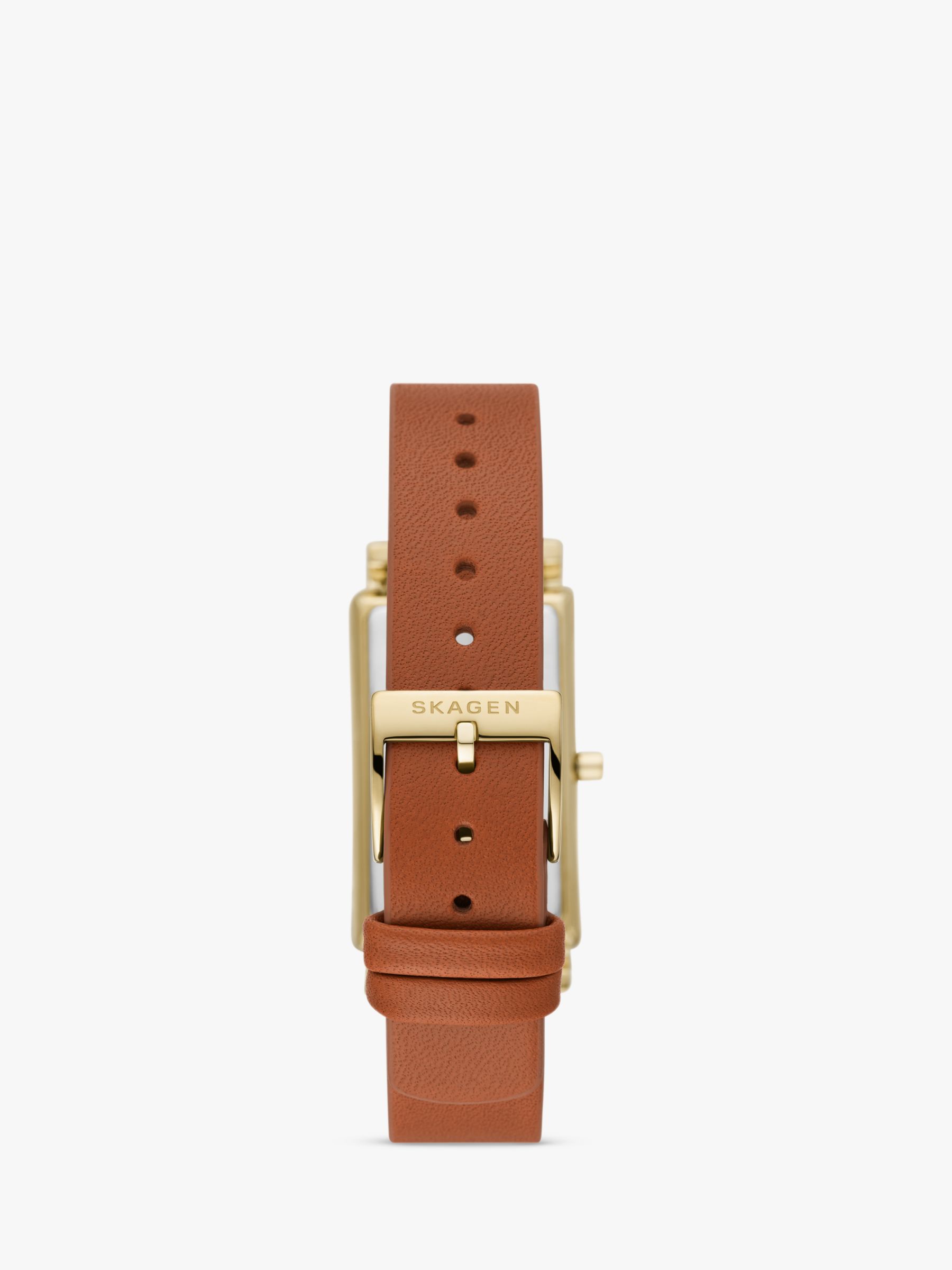 Skagen SKW3097 Women s Hagen Leather Strap Watch Brown at John