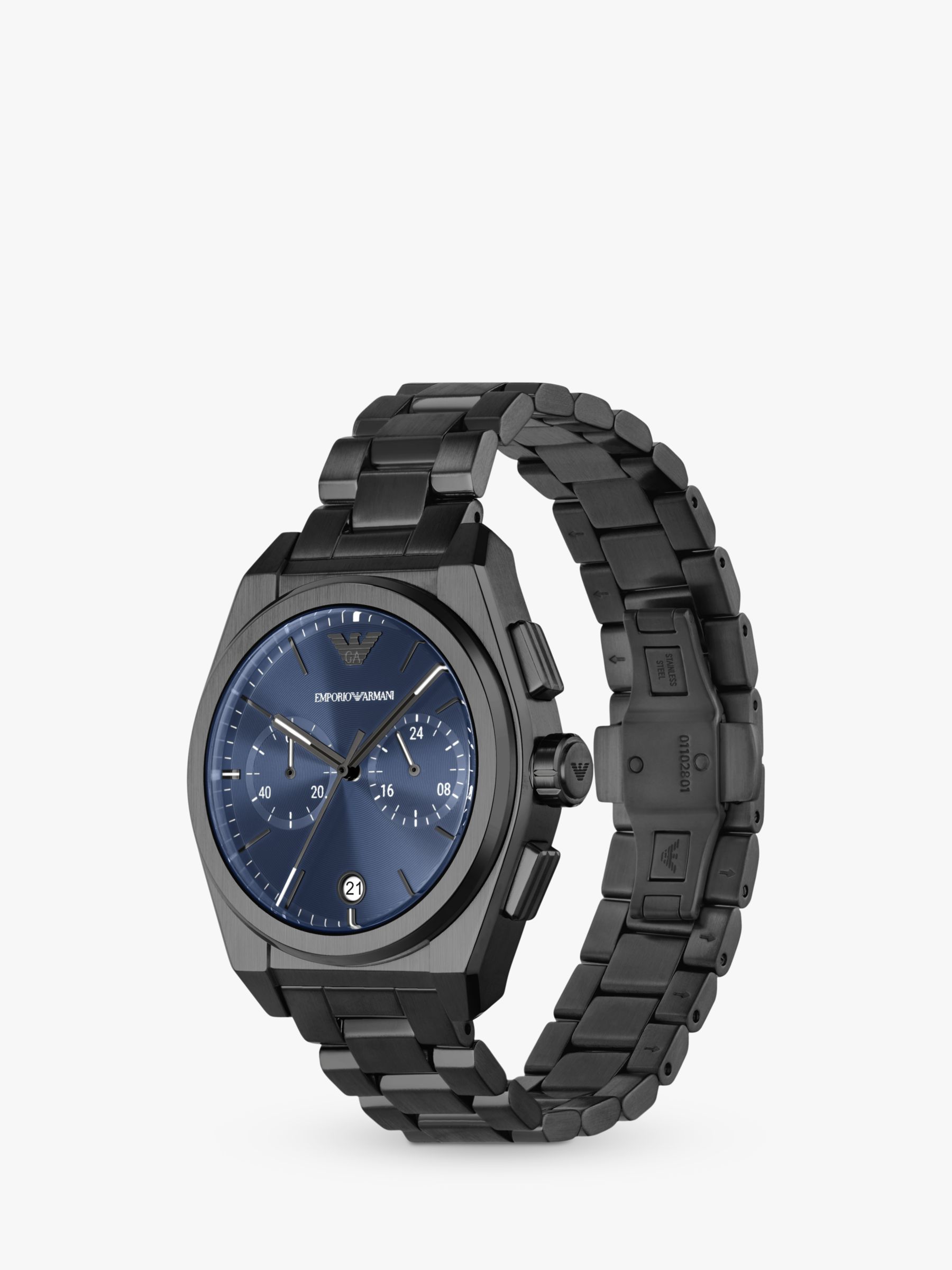 Gunmetal Emporio Watch, Lewis John & at Armani Bracelet Chronograph Partners Strap AR11561 Men\'s