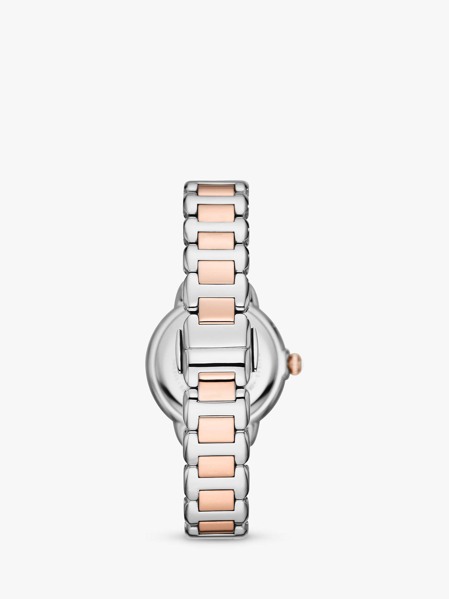 Buy Emporio Armani AR11567 Women's Moonphase Embellished Bracelet Strap Watch, Silver/Rose Gold Online at johnlewis.com