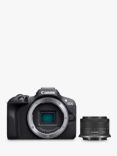Canon EOS R100 Compact System Camera with RF-S 18-45mm Zoom Lens, 4K Ultra HD, 24.1MP, Wi-Fi, Bluetooth, OLED EVF, 3" Screen, Black
