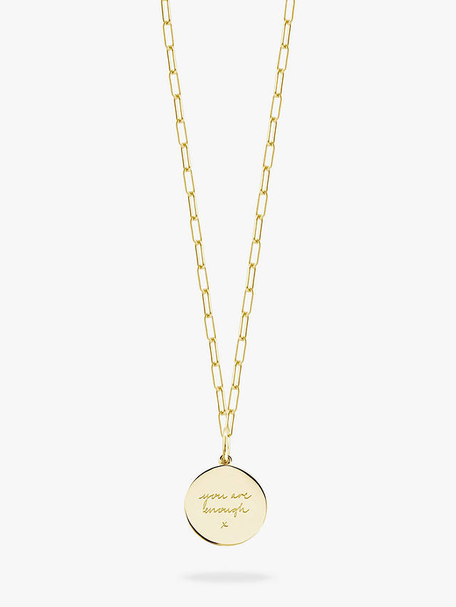Recognised You Are Enough Popon Smooth Pendant Necklace, Gold