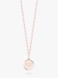 Recognised You Are Enough Popon Smooth Pendant Necklace, Rose Gold