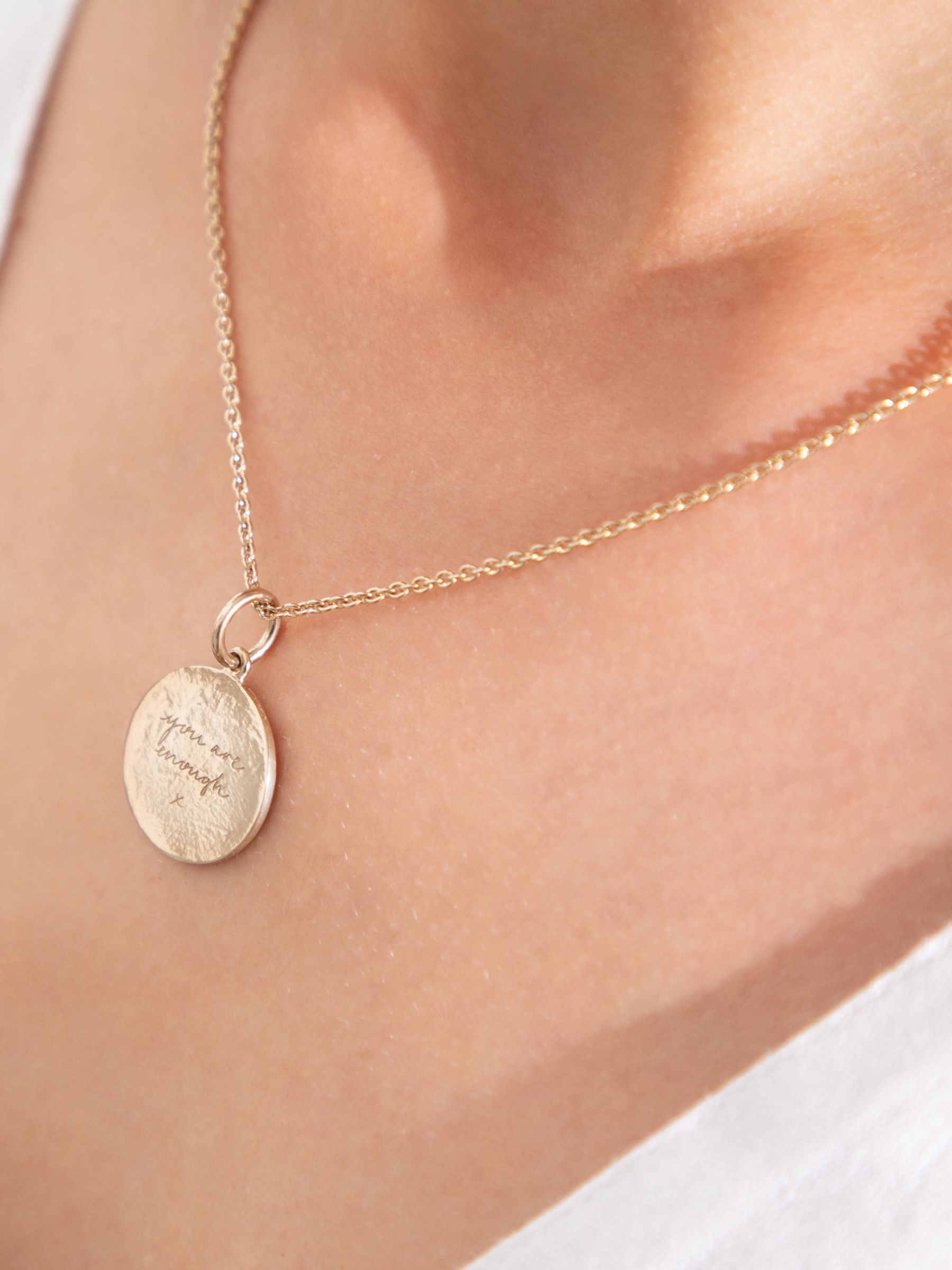 Buy Recognised You Are Enough Textured Popon Pendant Necklace Online at johnlewis.com