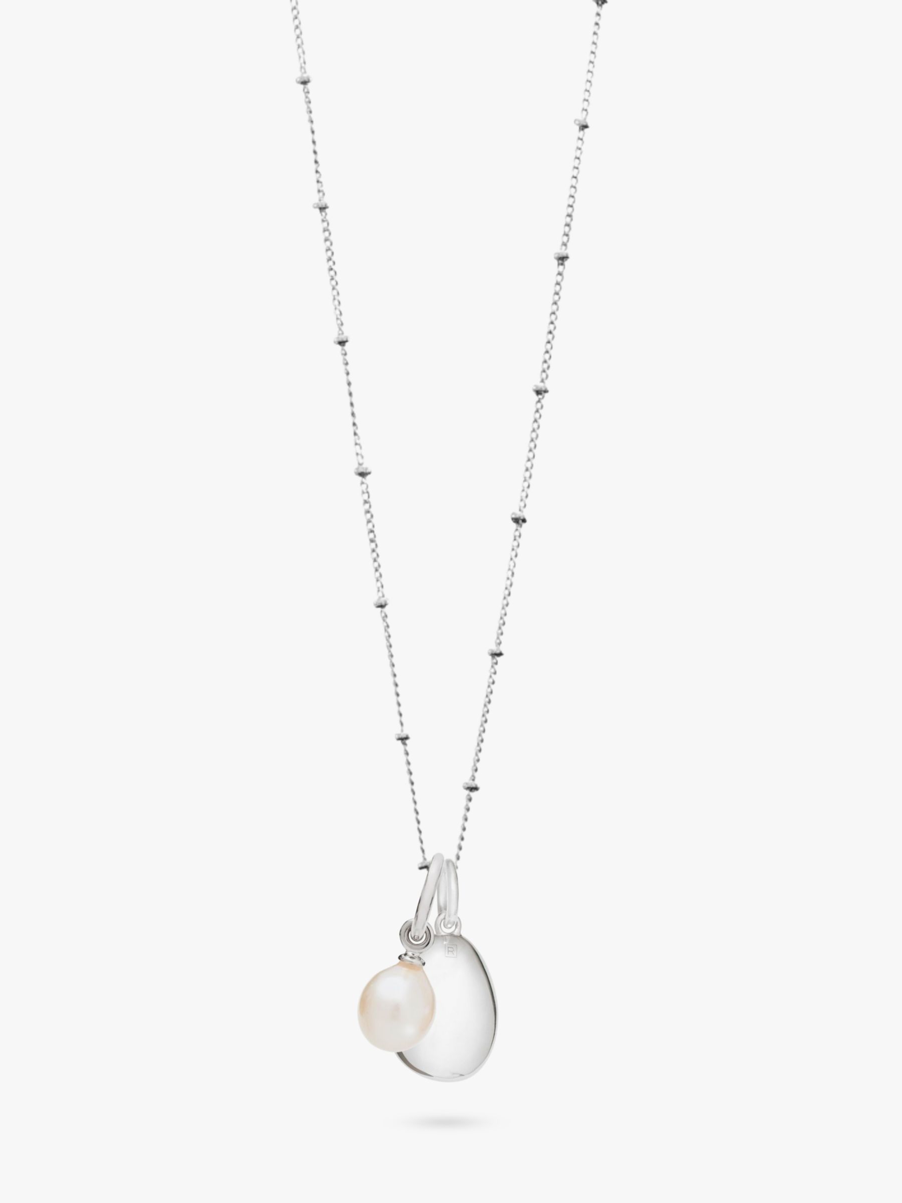 Recognised Pebble Pearl Bobble Chain Necklace, Silver