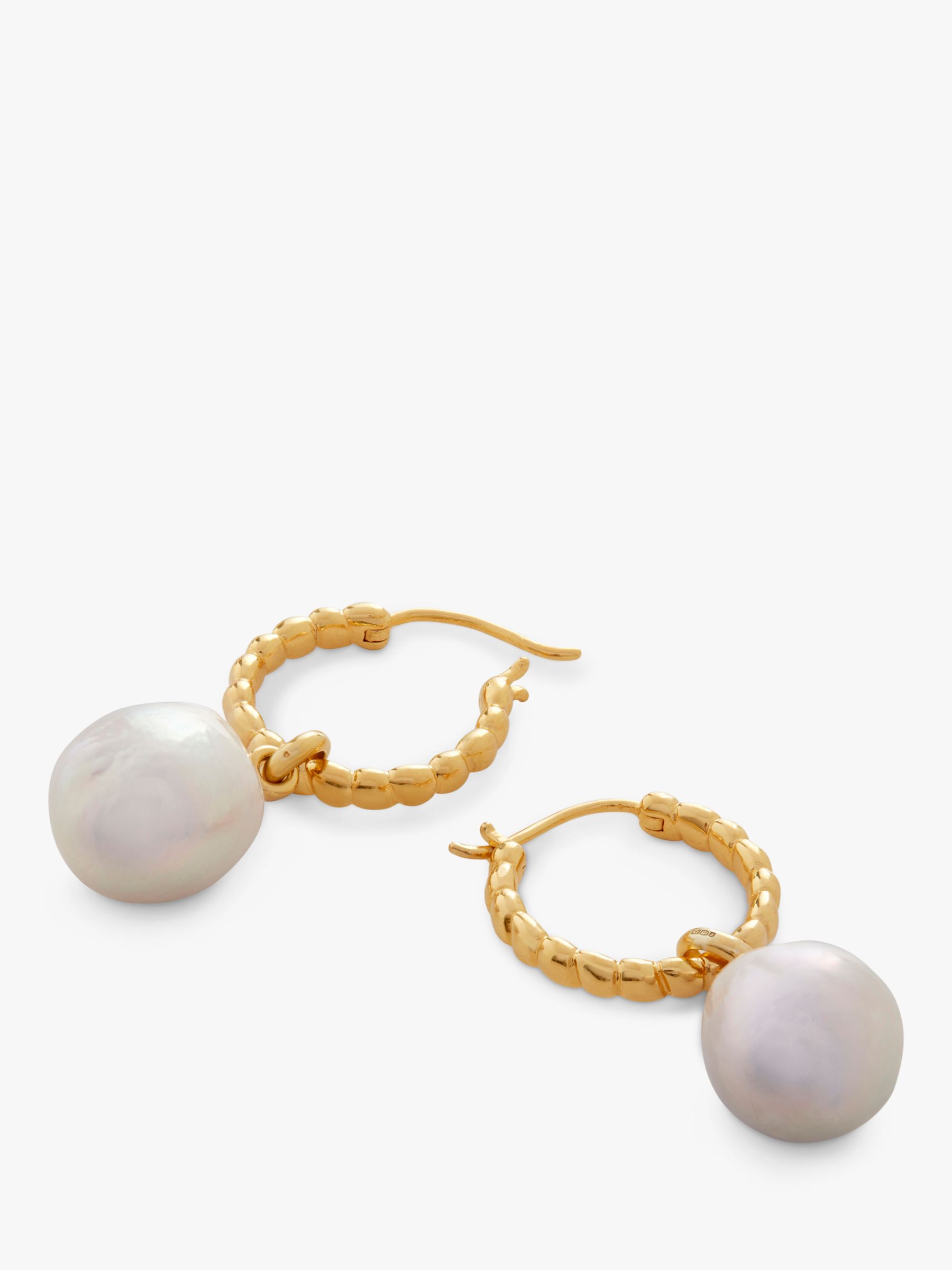 Buy Monica Vinader Nura Teardrop Pearl Huggie Earrings, Gold Online at johnlewis.com