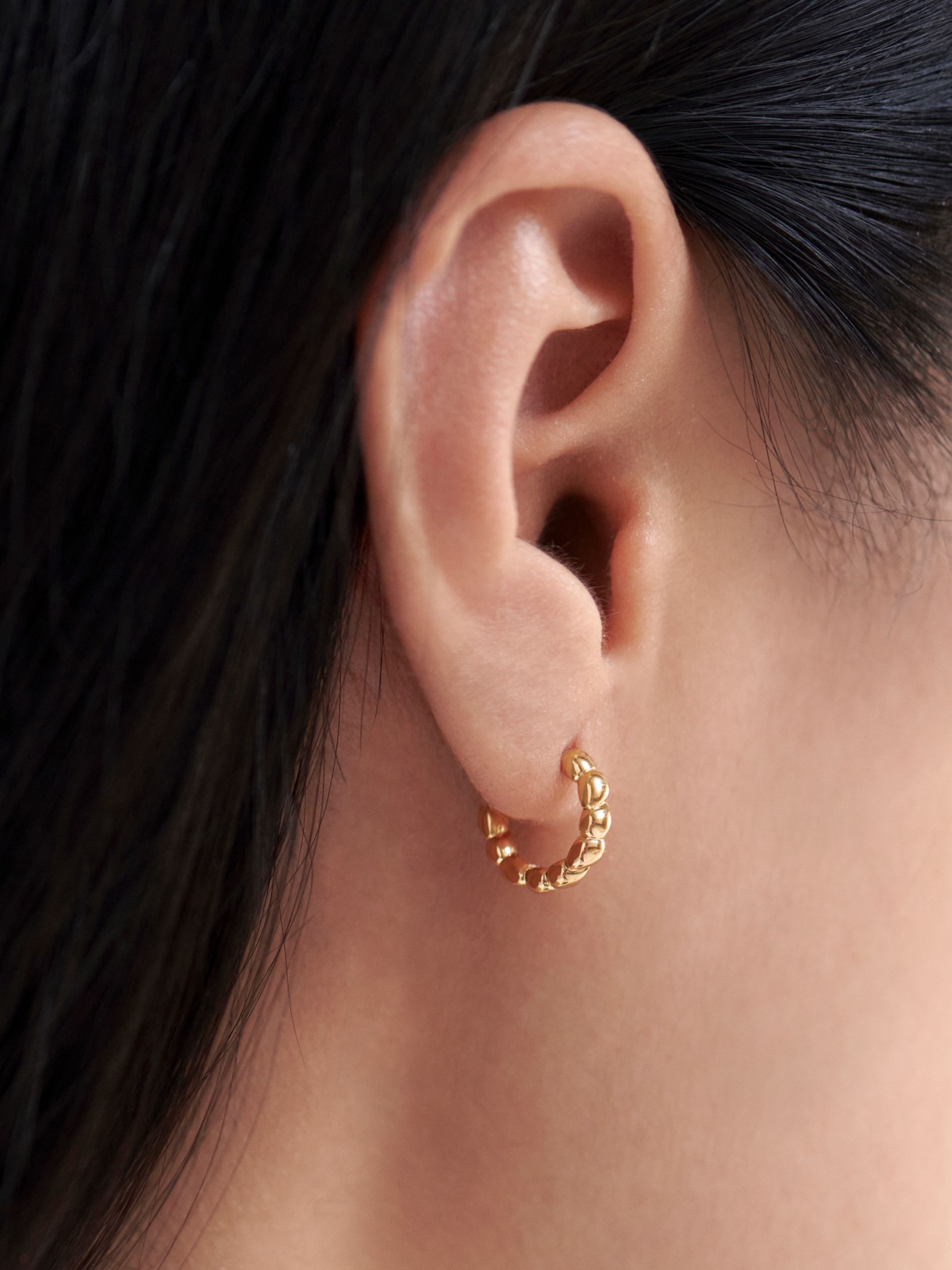 Buy Monica Vinader Nura Teardrop Pearl Huggie Earrings, Gold Online at johnlewis.com