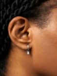 Monica Vinader Crystal Charm Huggie Hoop Earrings, Silver
