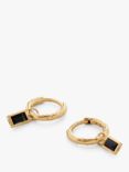 Monica Vinader Siren Muse Black Spinel Baguette Gemstone Mini Huggie Earrings, Gold