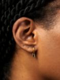Monica Vinader Siren Muse Black Spinel Baguette Gemstone Mini Huggie Earrings, Gold