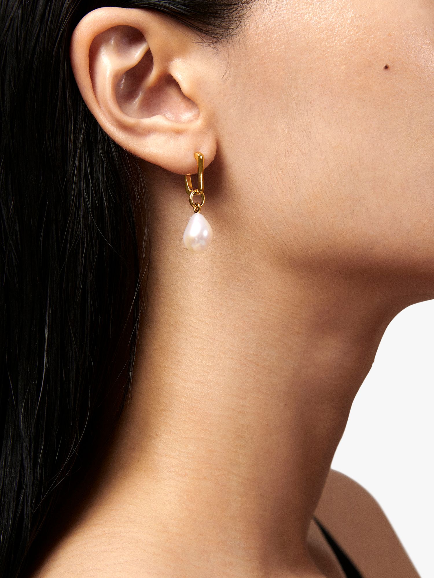 Buy Monica Vinader Alta Capture Pearl Huggie Earrings, Gold Online at johnlewis.com