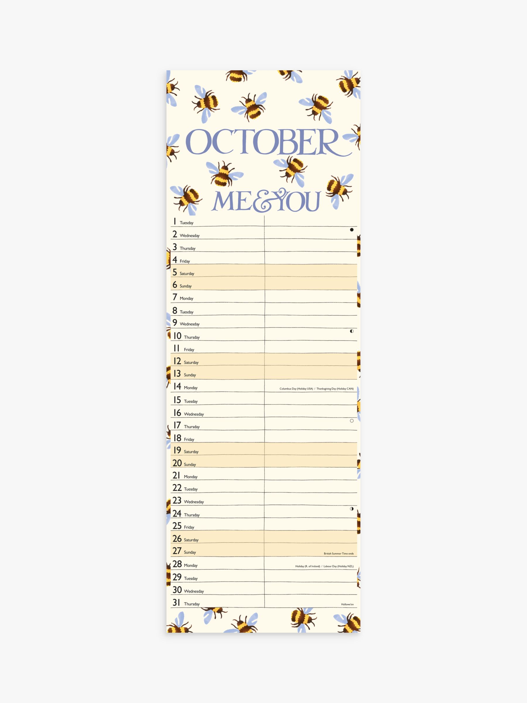 Emma Bridgewater Me & You Bumblebee Slim 2024 Calendar, Multi