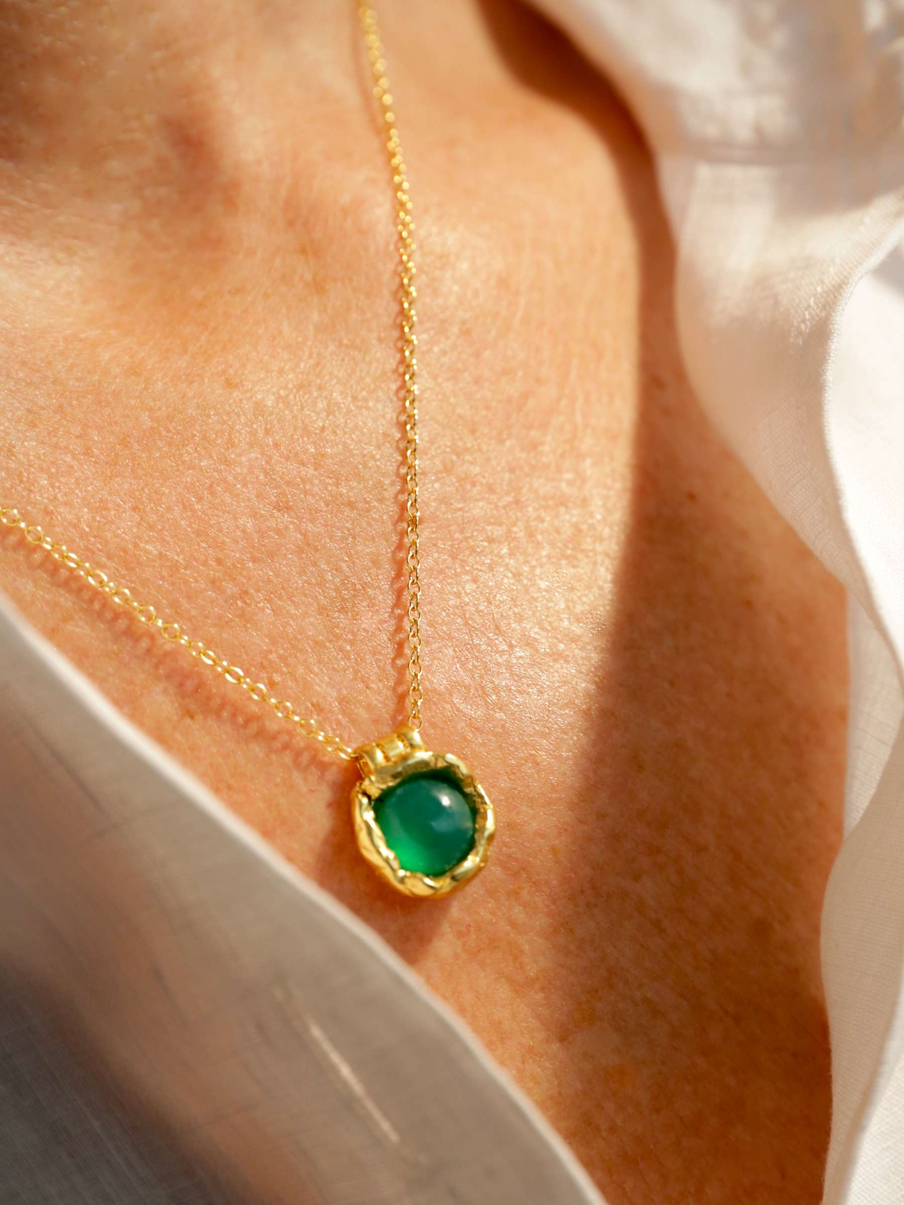 Buy Deborah Blyth Green Agate Pendant Necklace, Gold Online at johnlewis.com