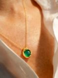 Deborah Blyth Green Agate Pendant Necklace, Gold