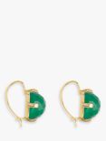 Deborah Blyth Green Agate Square Drop Earrings, Gold