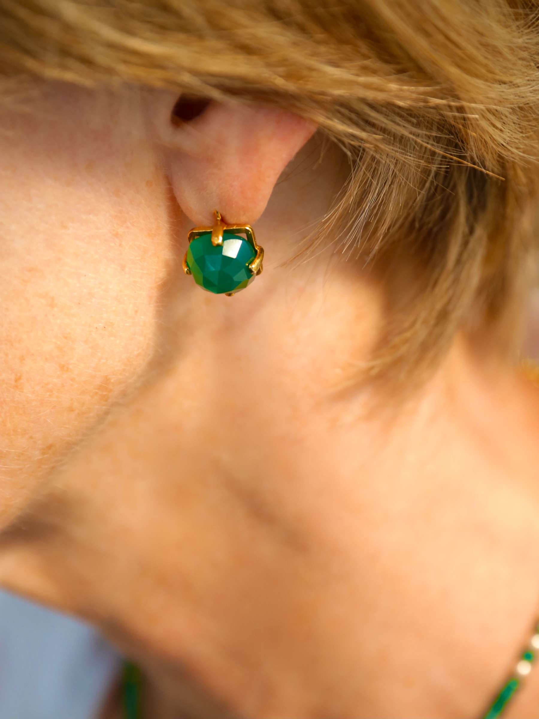 Buy Deborah Blyth Green Agate Square Drop Earrings, Gold Online at johnlewis.com
