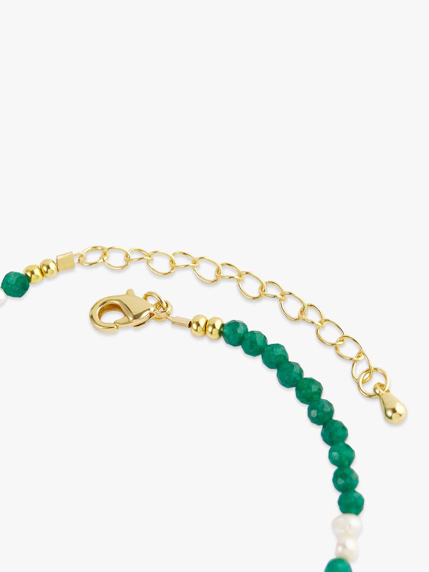 Buy Deborah Blyth Green Agate & Pearl Beaded Necklace, Gold Online at johnlewis.com