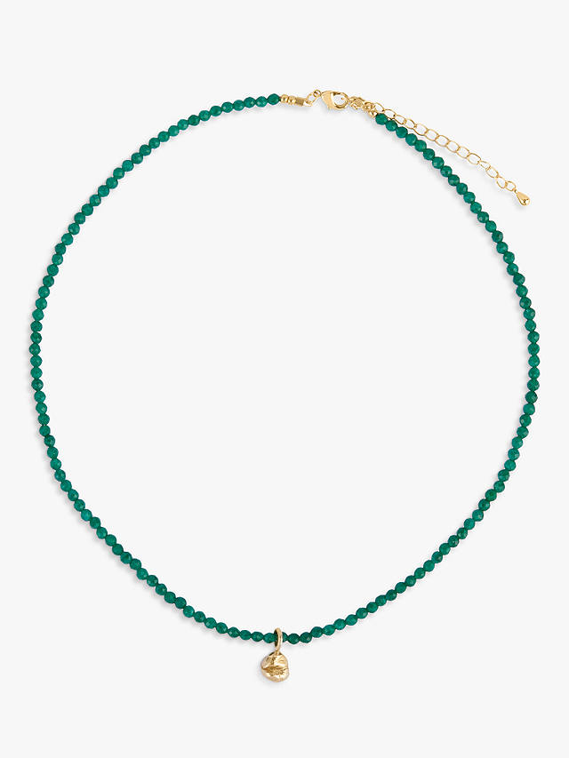 Deborah Blyth Green Agate Beaded Nugget Charm Necklace, Gold