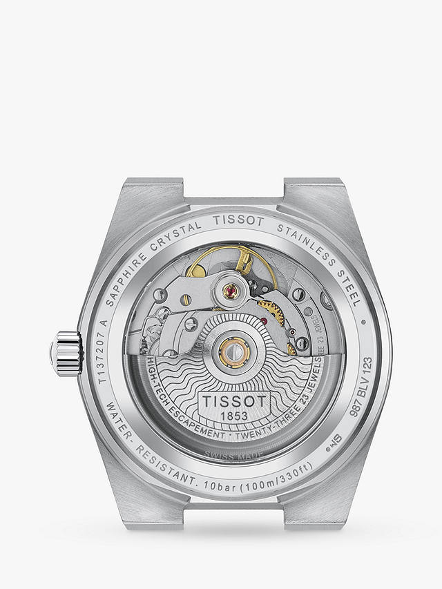 Tissot T1372071135100 Unisex PRX Powermatic 80 Automatic Date Bracelet Strap Watch, Silver/Ice Blue