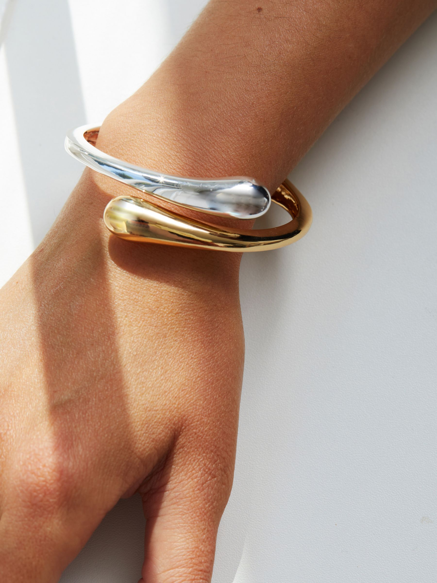 Buy Jon Richard Recycled Two Tone Polished Bangle, Gold/Silver Online at johnlewis.com