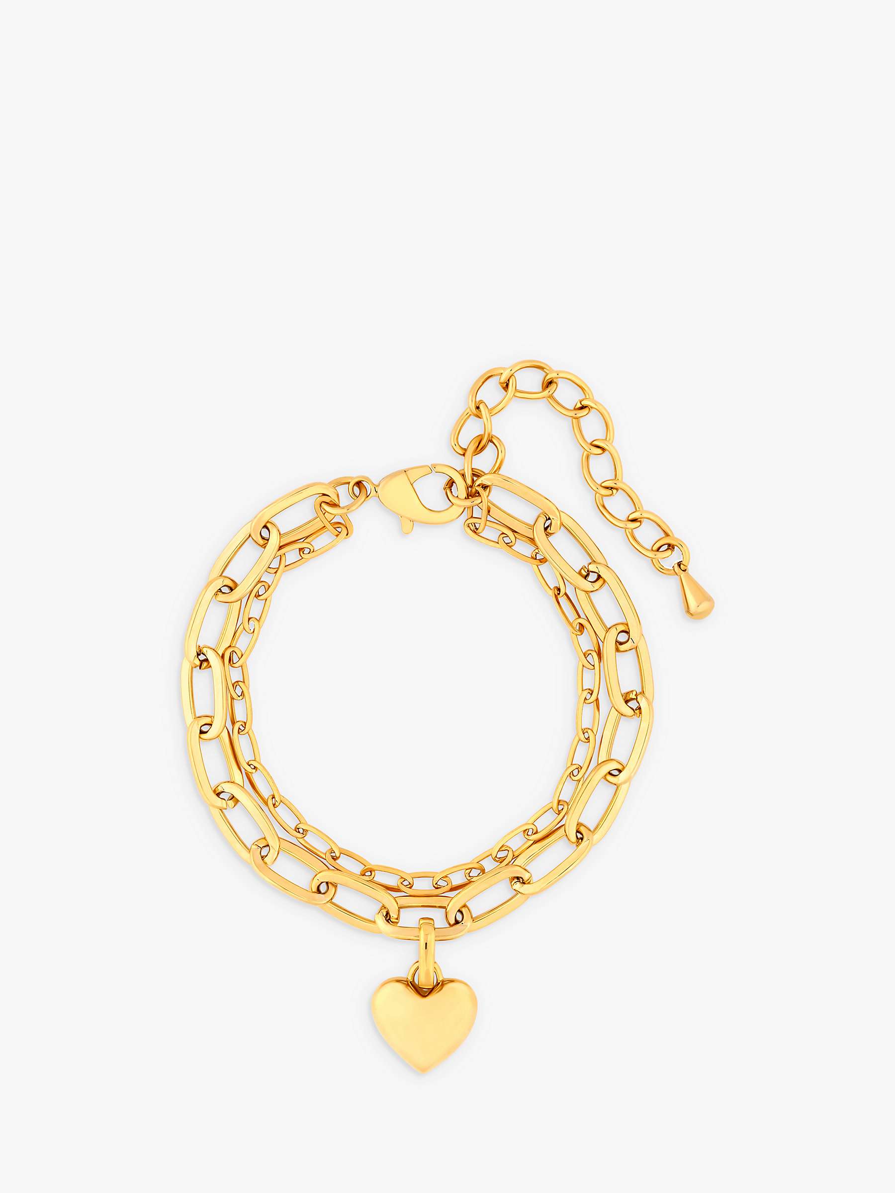 Buy Jon Richard Double Chain Heart Charm Bracelet, Gold Online at johnlewis.com