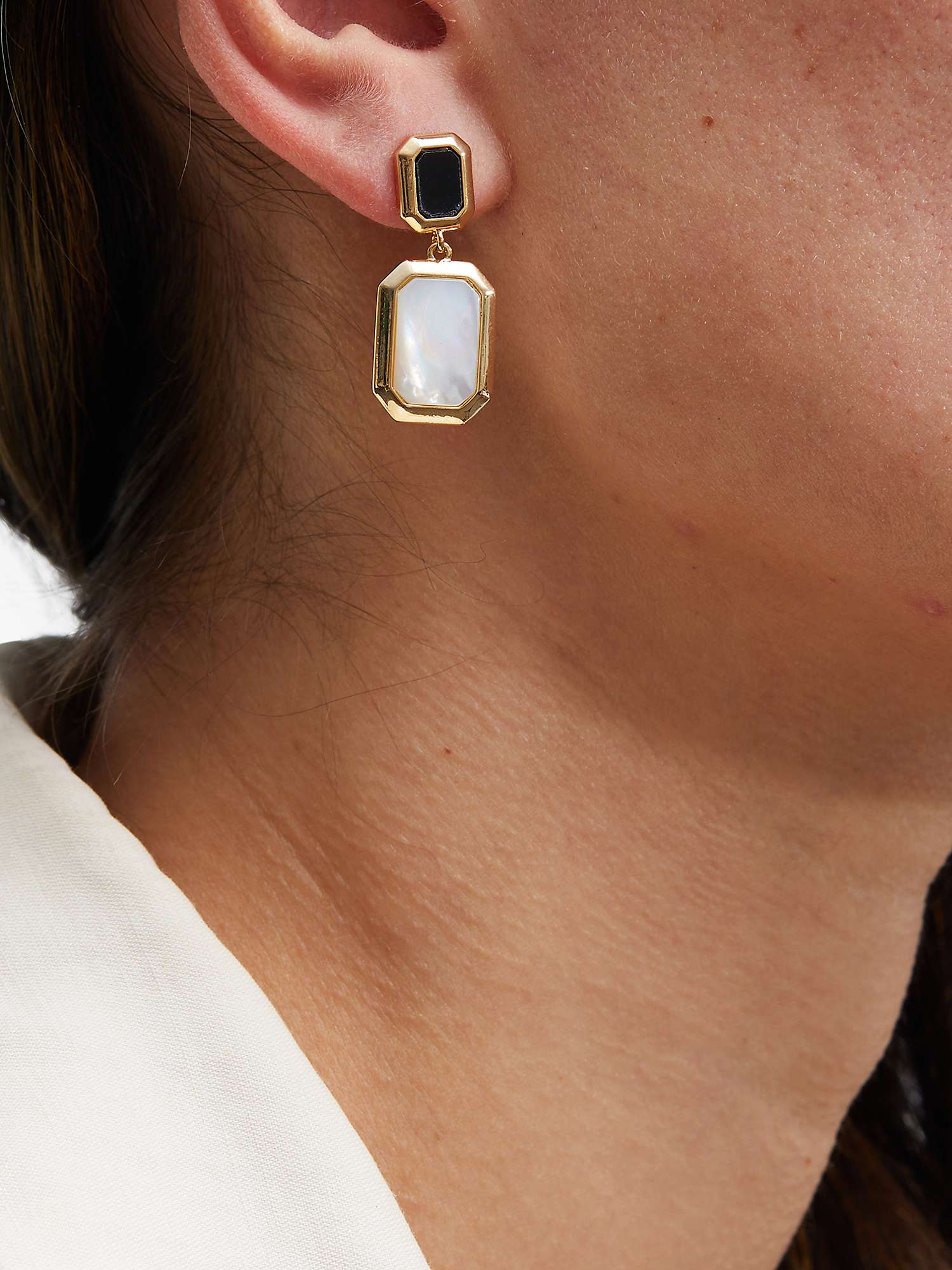 Buy Jon Richard Octagonal Mother of Pearl Drop Earrings, Gold/Multi Online at johnlewis.com