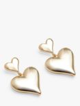 Jon Richard Double Heart Statement Earrings, Gold
