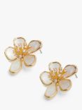 Jon Richard Mother of Pearl and Cubic Zirconia Flower Stud Earrings, Gold