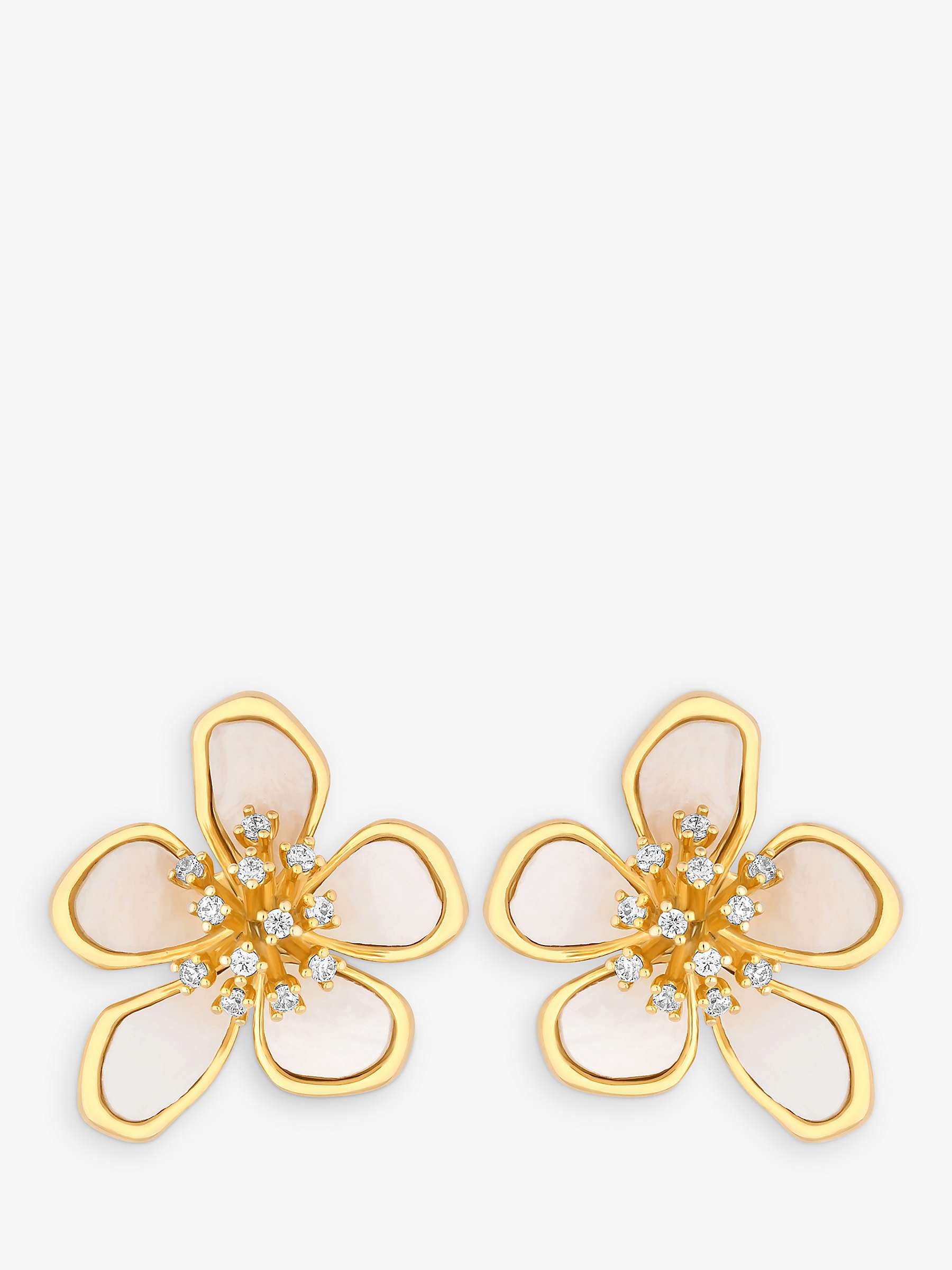 Buy Jon Richard Mother of Pearl and Cubic Zirconia Flower Stud Earrings, Gold Online at johnlewis.com
