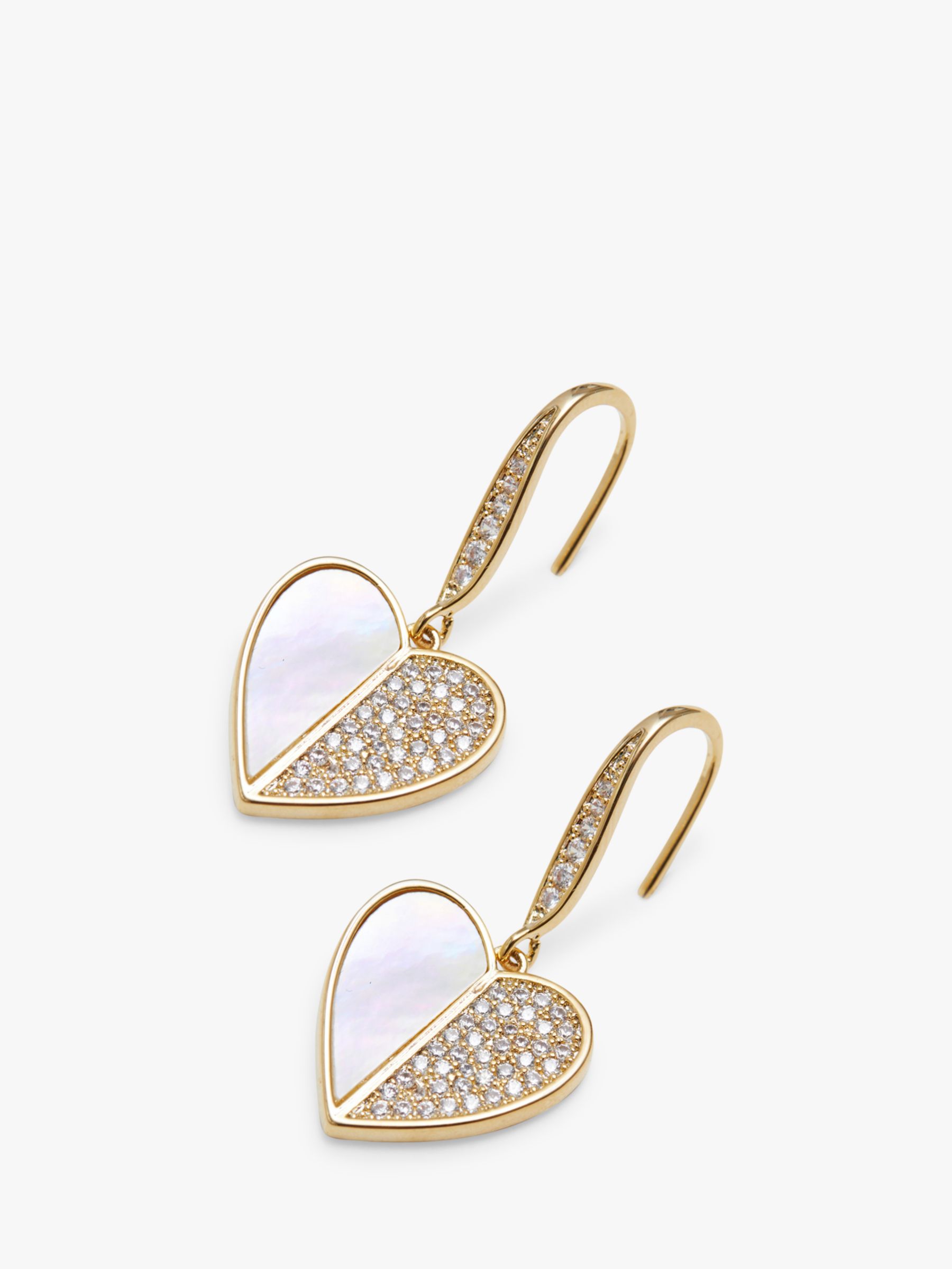 Buy Jon Richard Cubic Zirconia and Mother of Pearl Heart Drop Earrings, Gold Online at johnlewis.com