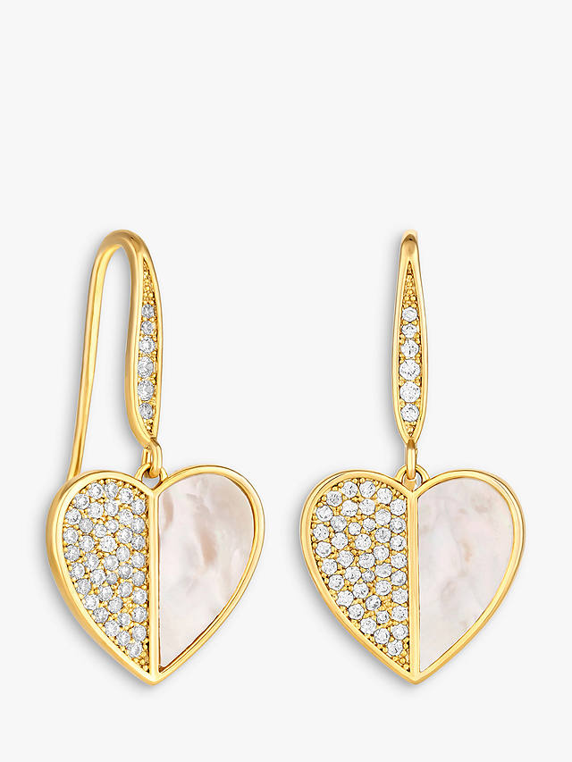 Jon Richard Cubic Zirconia and Mother of Pearl Heart Drop Earrings, Gold