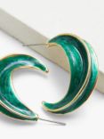 Jon Richard Enamel Demi Hoop Earrings, Gold/Green