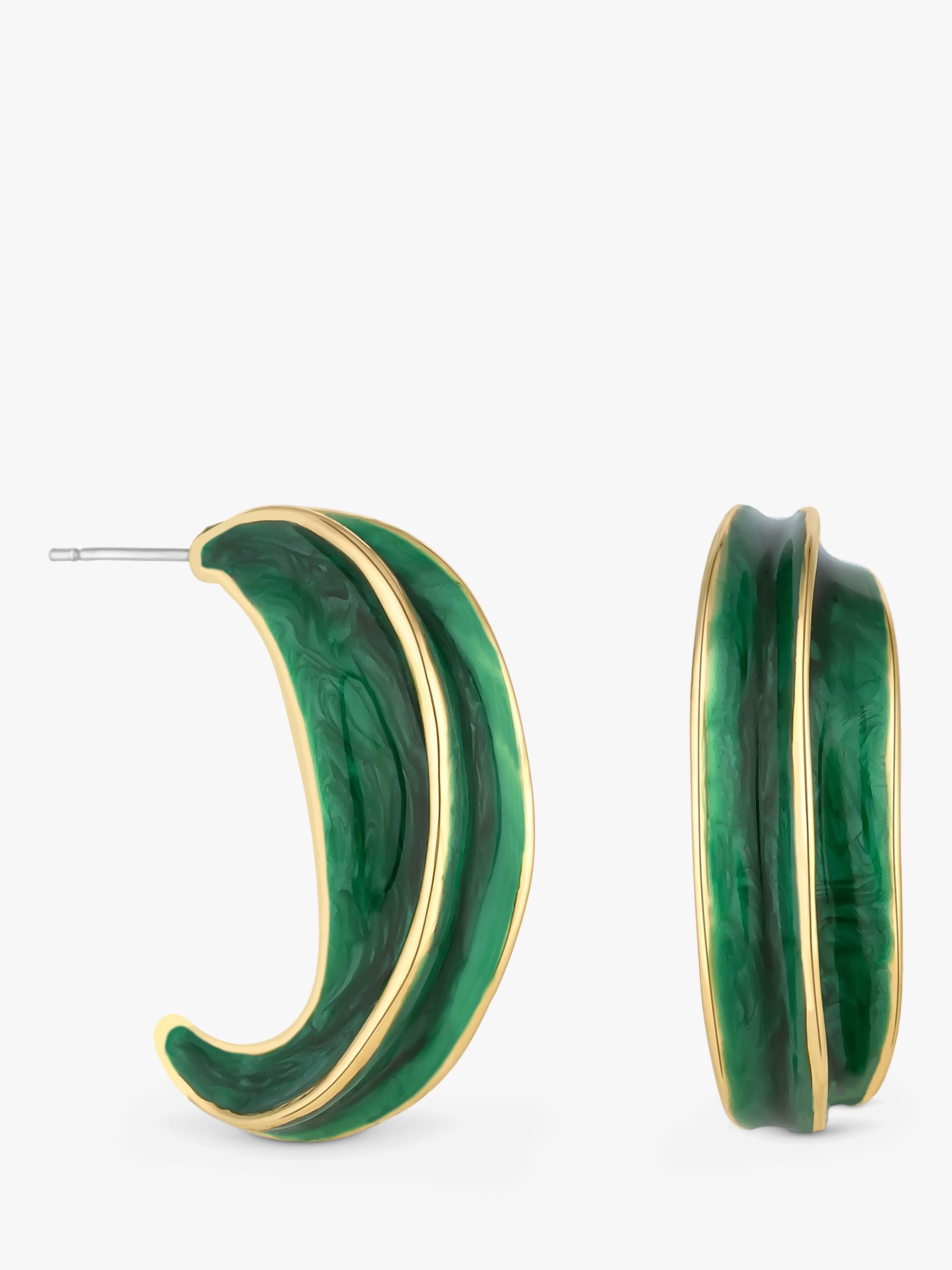Buy Jon Richard Enamel Demi Hoop Earrings, Gold/Green Online at johnlewis.com