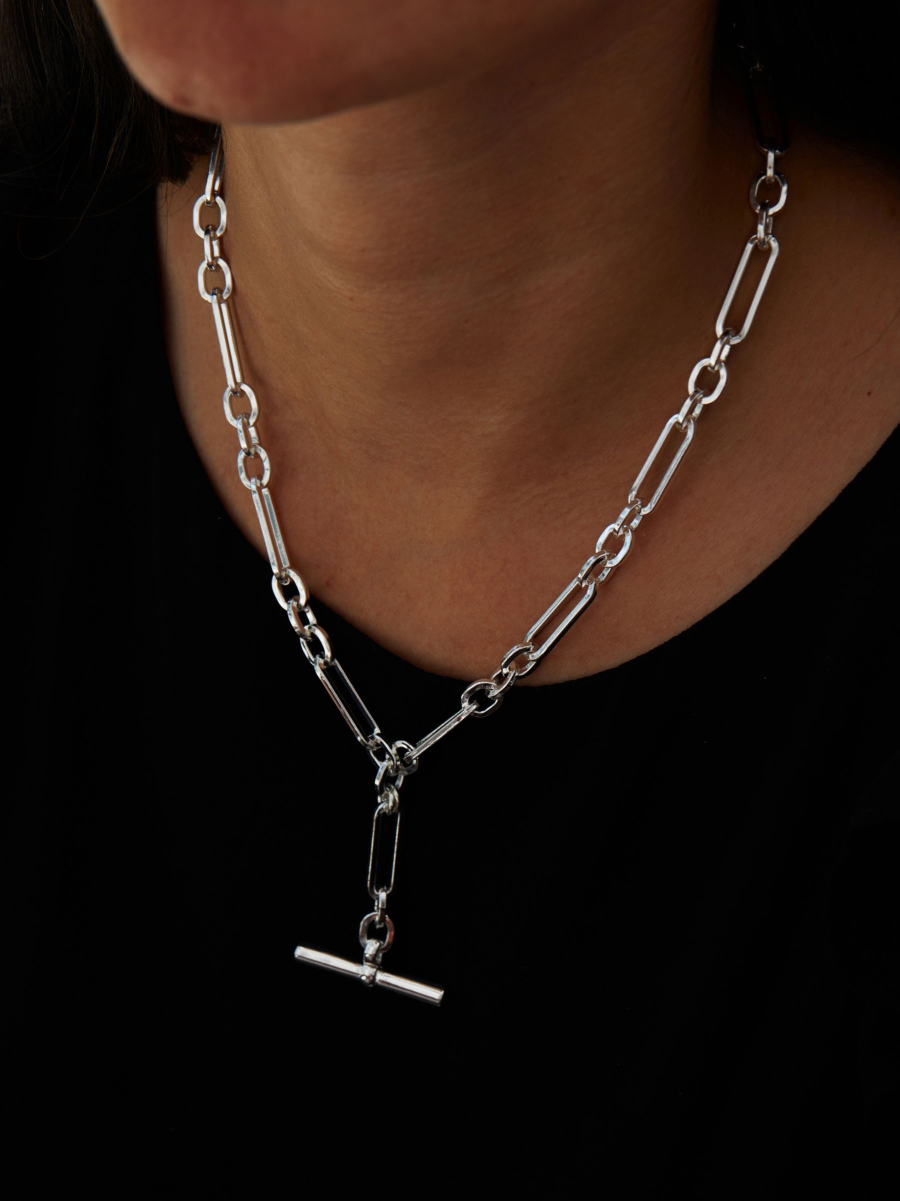 Jon Richard T-Bar Necklace, Silver at John Lewis & Partners