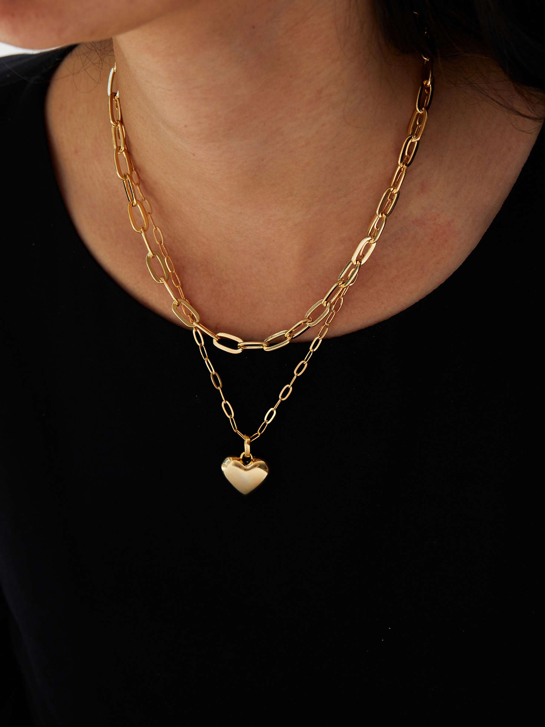 Buy Jon Richard Polished Heart Layered Necklace, Gold Online at johnlewis.com