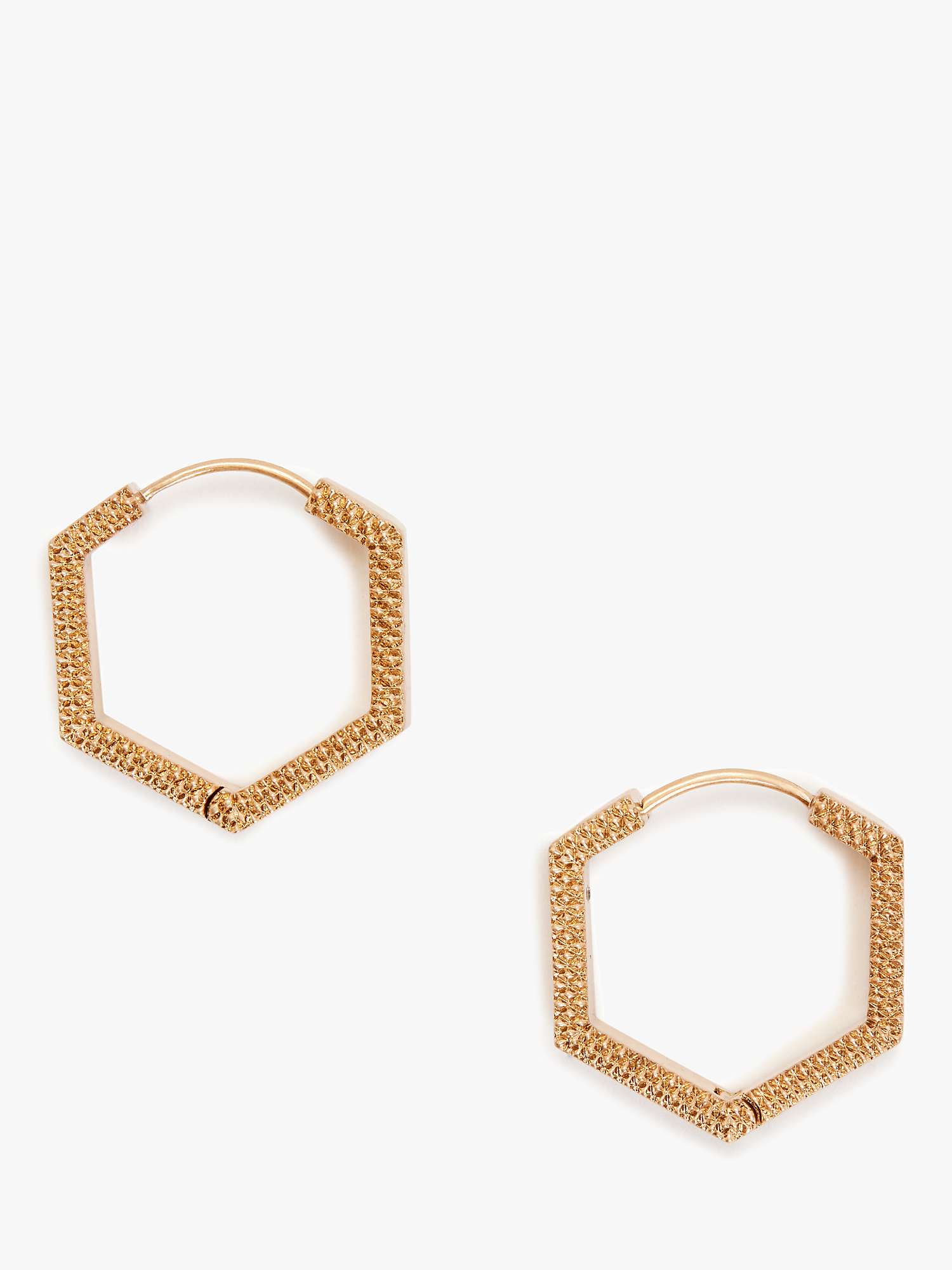 Buy AllSaints Textured Hexagon Hoop Earrings, Warm Brass Online at johnlewis.com