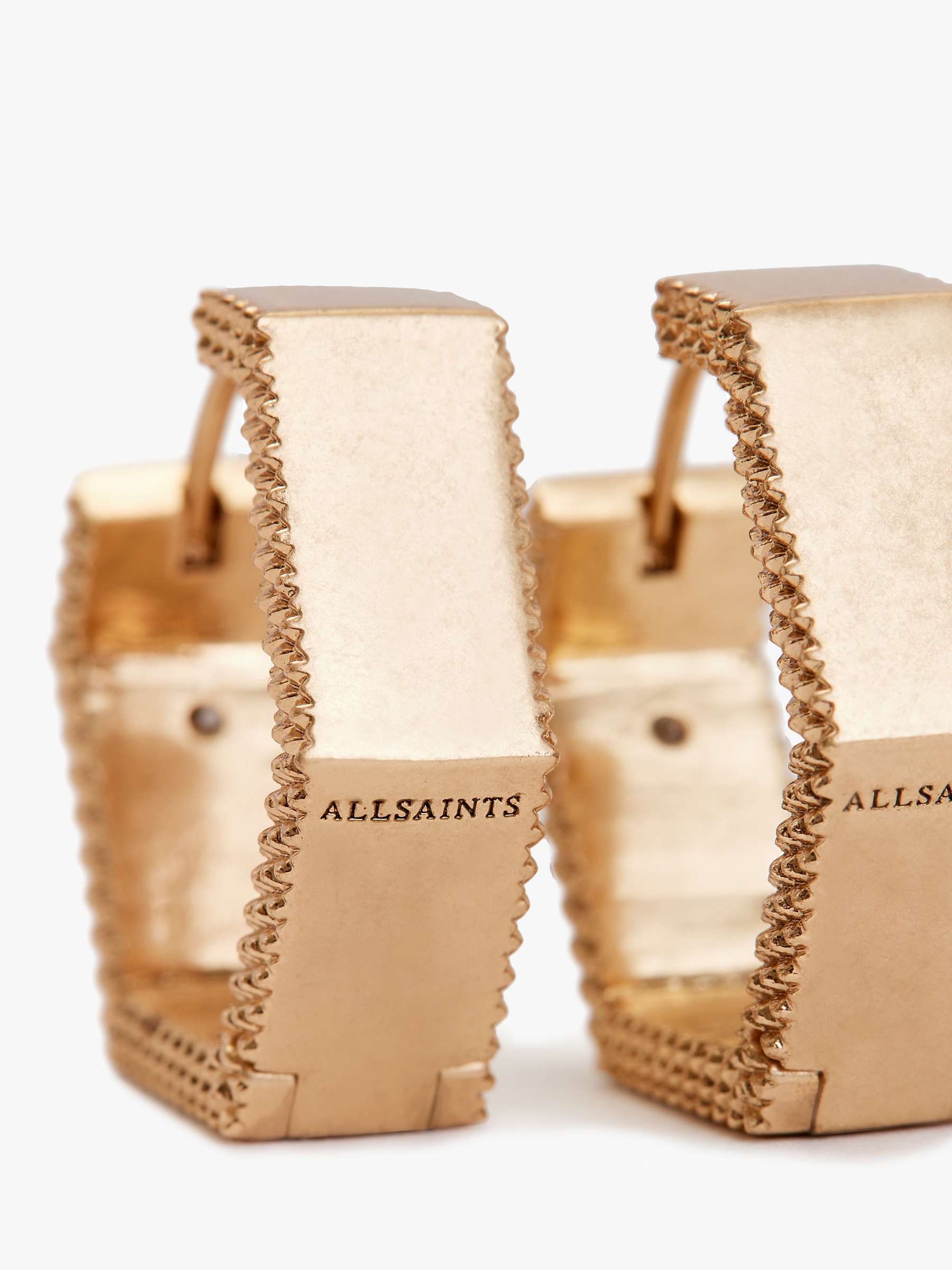 Buy AllSaints Textured Hexagon Hoop Earrings, Warm Brass Online at johnlewis.com