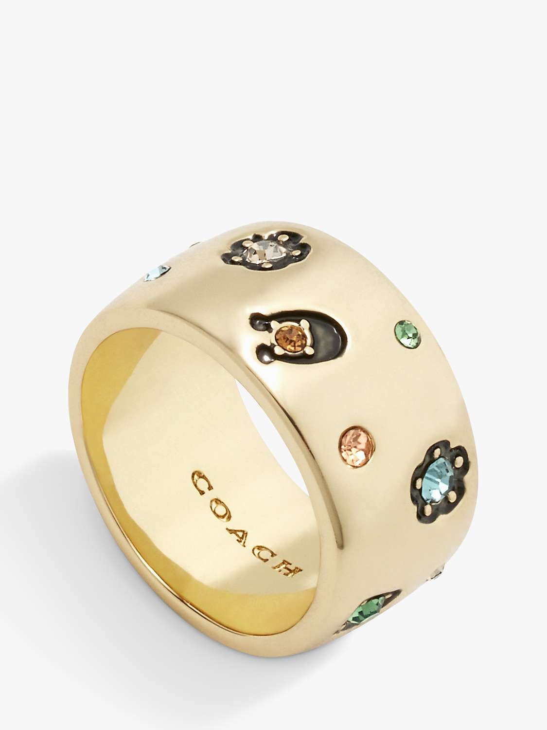 Buy Coach Signature C Crystal Ring, Gold/Multi Online at johnlewis.com