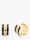 Coach Signature C Crystal Enamel Huggie Hoop Earrings, Black