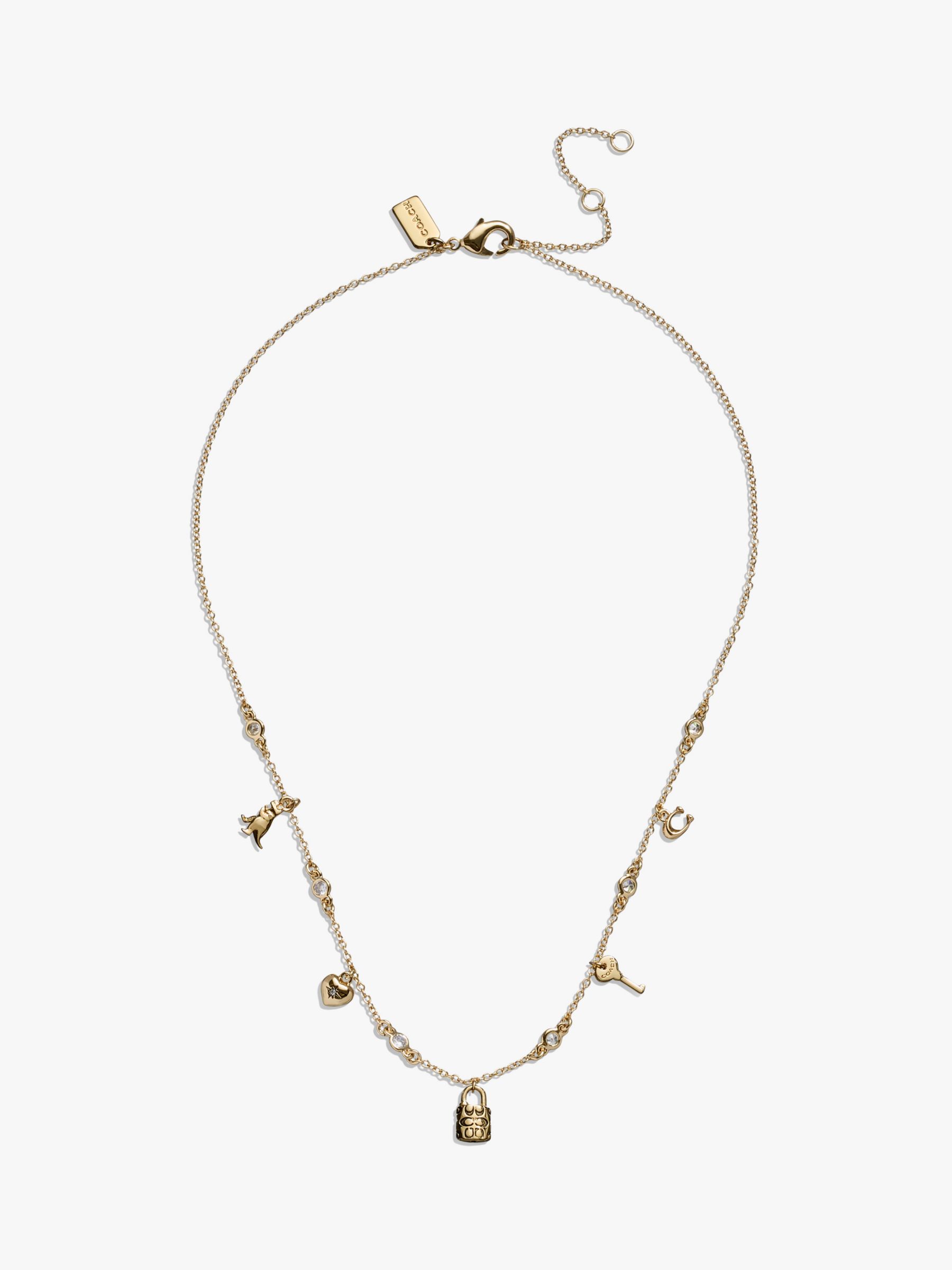 Coach Signature Charm Chain Necklace, Gold
