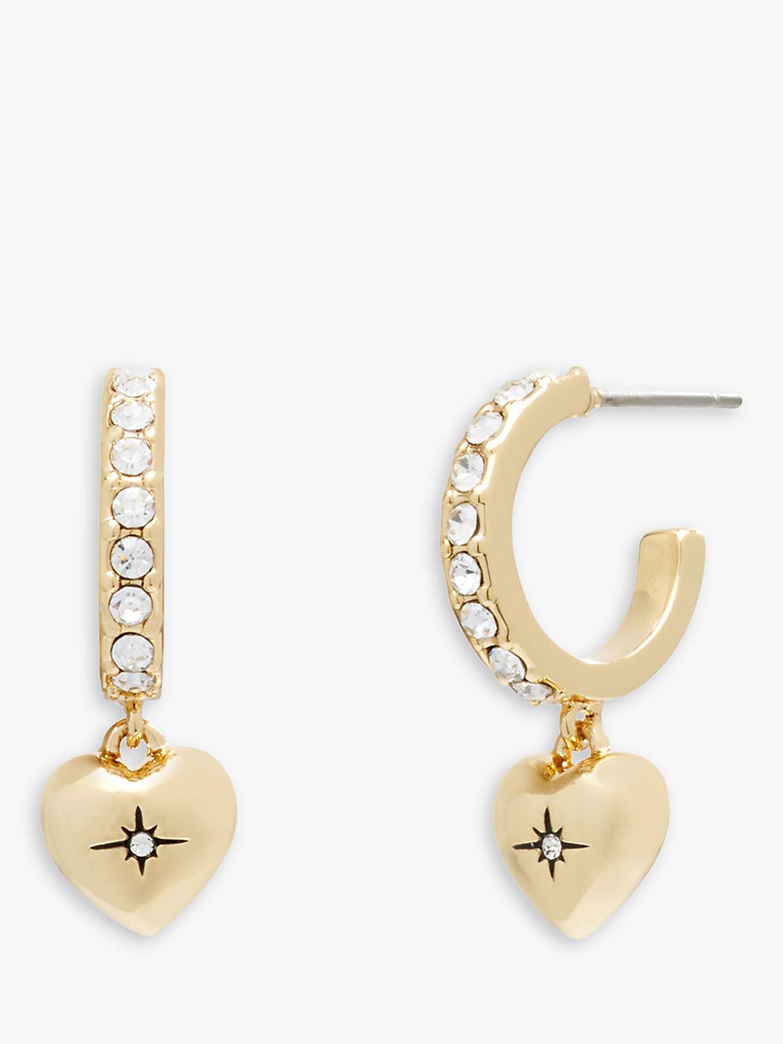 Buy Coach Heart Charm Crystal Huggie Earrings, Gold Online at johnlewis.com