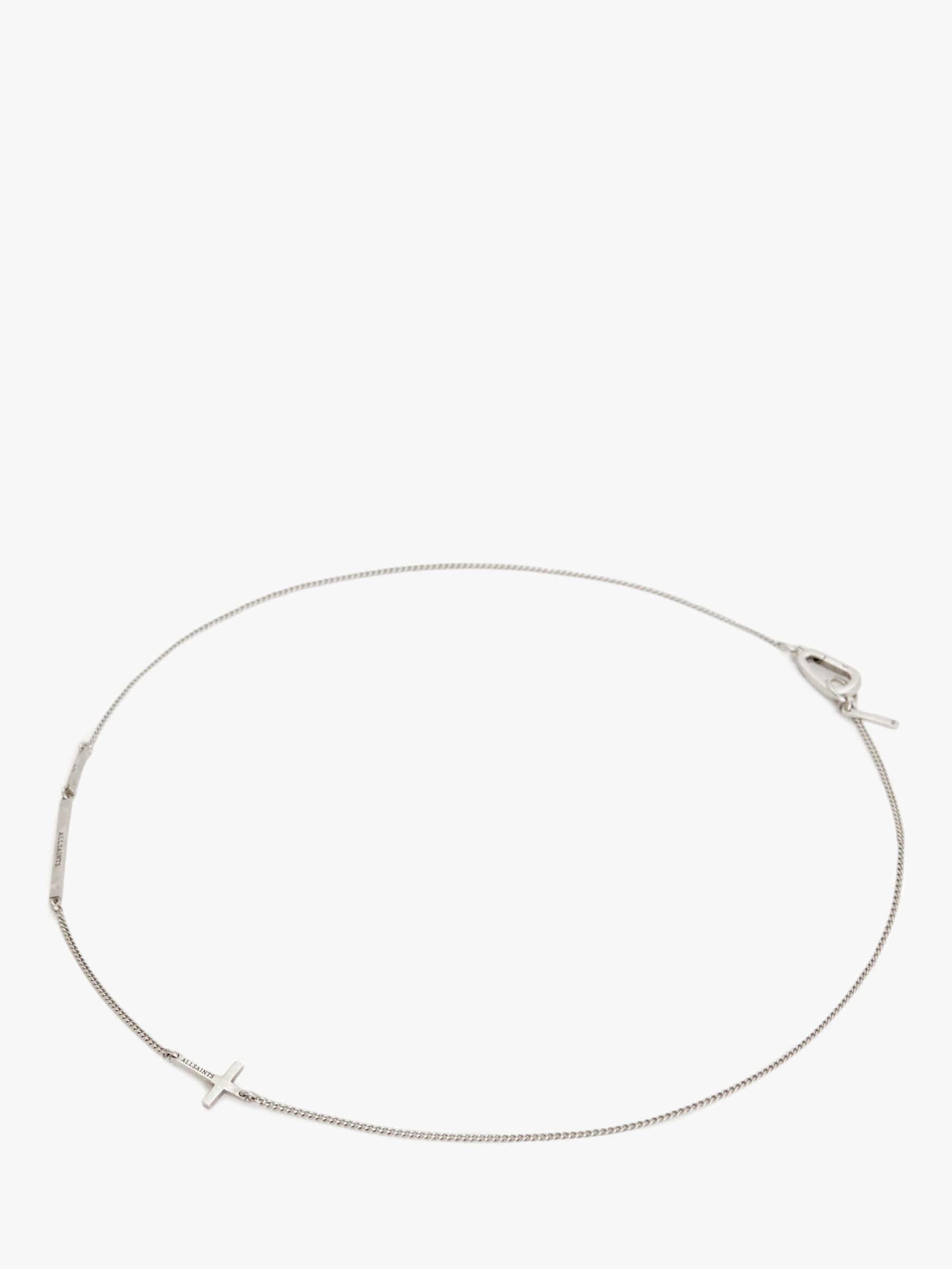Buy AllSaints Cross Curb Chain Carabiner Clasp Necklace, Warm Silver Online at johnlewis.com
