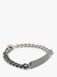 AllSaints Curb Chain ID Bracelet, Warm Silver/Dark Hem