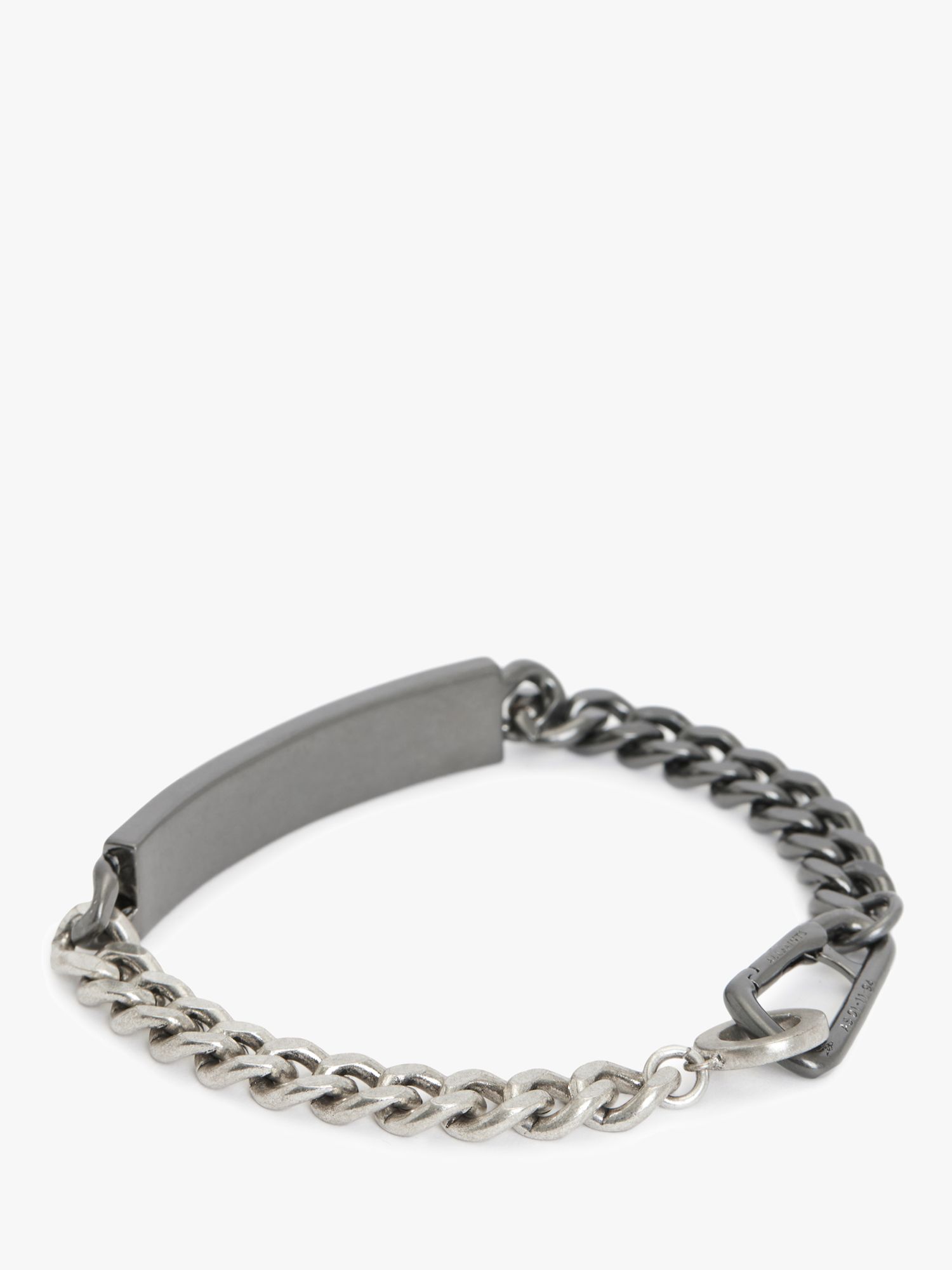 Buy AllSaints Curb Chain ID Bracelet, Warm Silver/Dark Hem Online at johnlewis.com