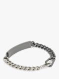 AllSaints Curb Chain ID Bracelet, Warm Silver/Dark Hem
