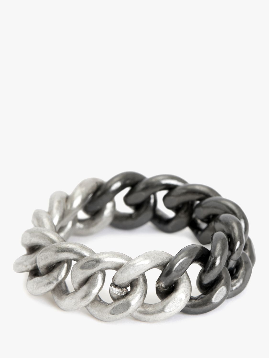 Buy AllSaints Frozen Curb Chain Ring, Warm Silver/Dark Hem Online at johnlewis.com