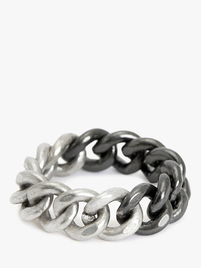 AllSaints Frozen Curb Chain Ring, Warm Silver/Dark Hem