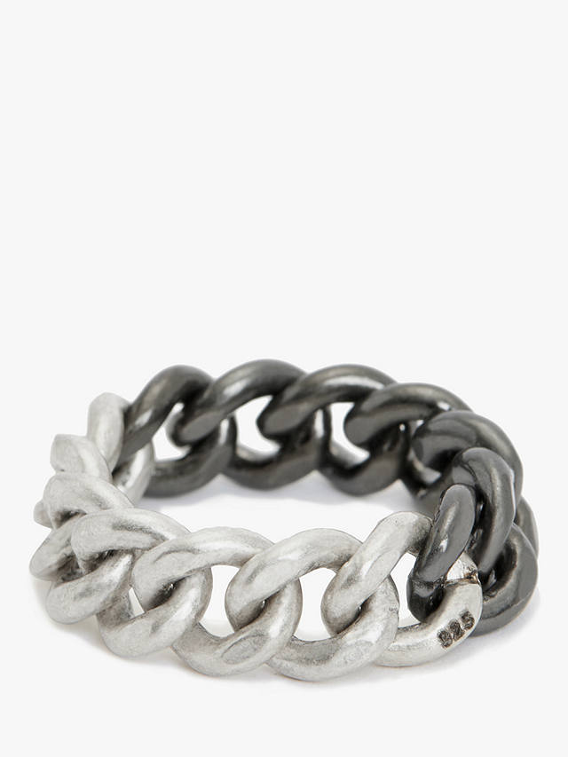 AllSaints Frozen Curb Chain Ring, Warm Silver/Dark Hem